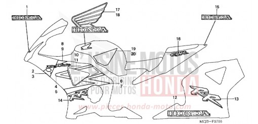 RAYURE/MARQUE (6) CBR900RR2 de 2002